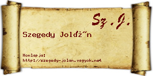 Szegedy Jolán névjegykártya